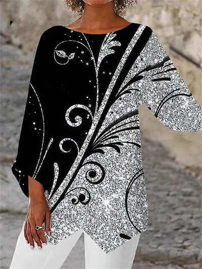 Tilly - Round Neck And Long Sleeve Printed Shirt