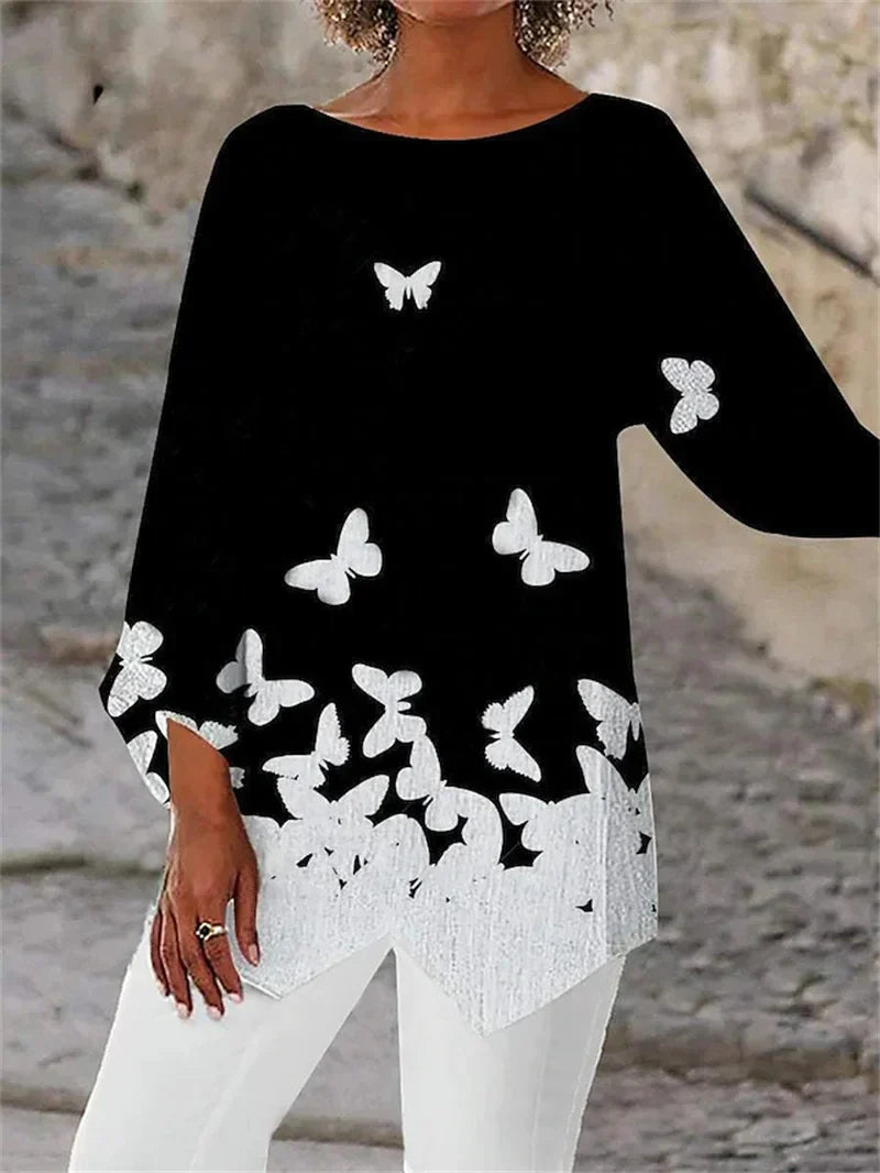 Tilly - Round Neck And Long Sleeve Printed Shirt