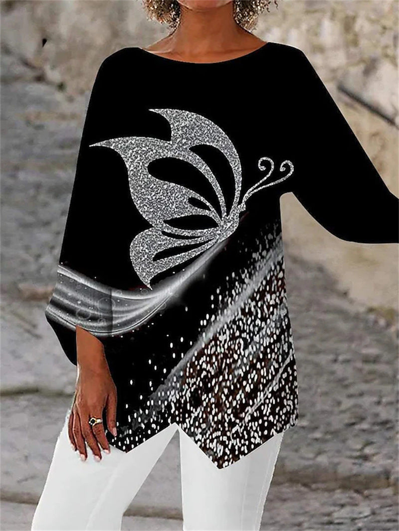 Tilly - Round Neck And Long Sleeve Printed Shirt