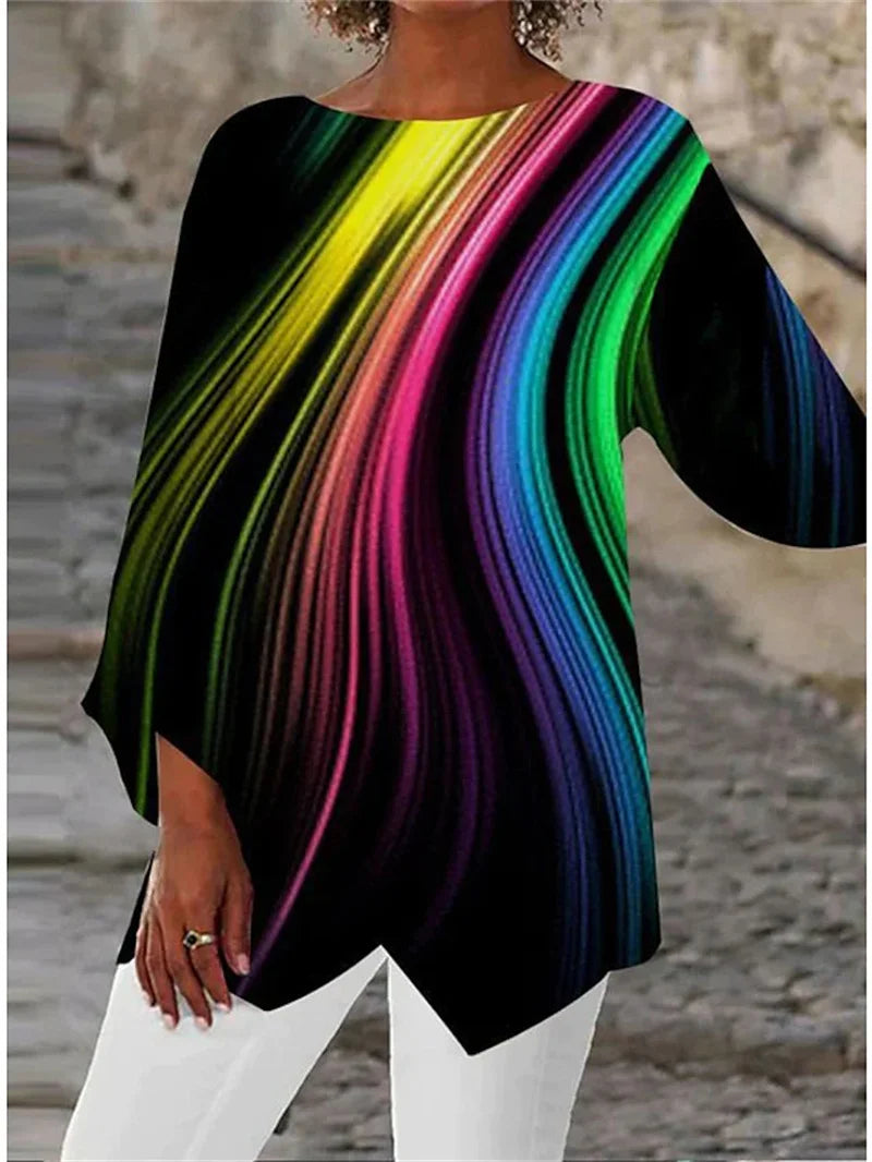 Tilly - Round Neck And Long Sleeve Printed Shirt