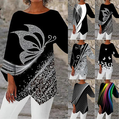 Tilly - Round Neck And Long Sleeve Printed Shirt