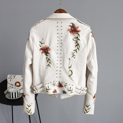 Margot Stylish Embroidered Leather Jacket