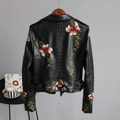 Margot Stylish Embroidered Leather Jacket