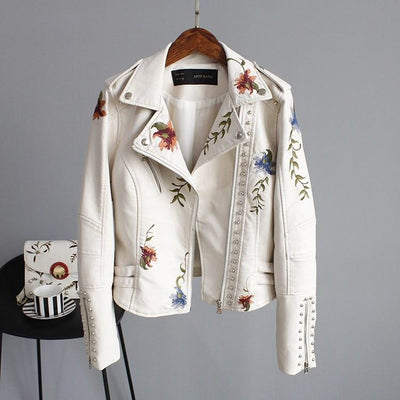 Margot Stylish Embroidered Leather Jacket