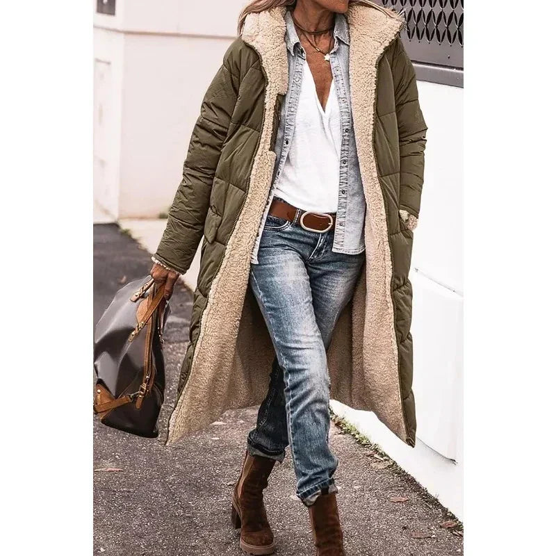 Sharon Women Oversized Winter Coat Sherpa-Lined Comfort