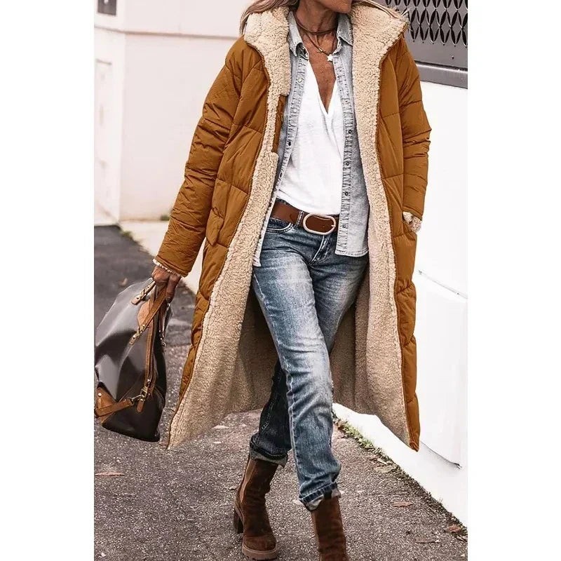 Sharon Women Oversized Winter Coat Sherpa-Lined Comfort
