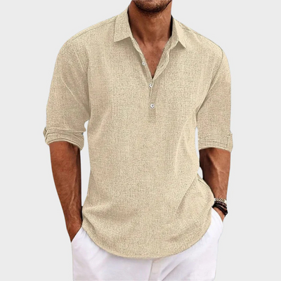 Leo - Casual Cotton Linen Long Sleeve Shirt