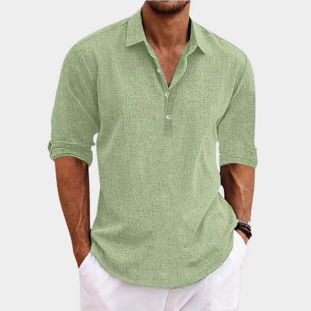 Leo - Casual Cotton Linen Long Sleeve Shirt