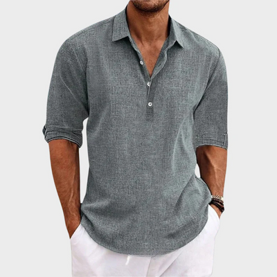Leo - Casual Cotton Linen Long Sleeve Shirt