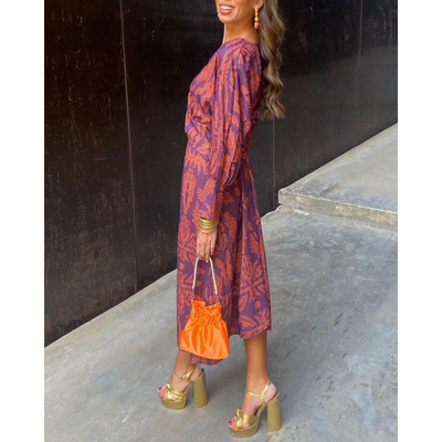 Erin - Elegant Long Sleeve Floral Print Dress