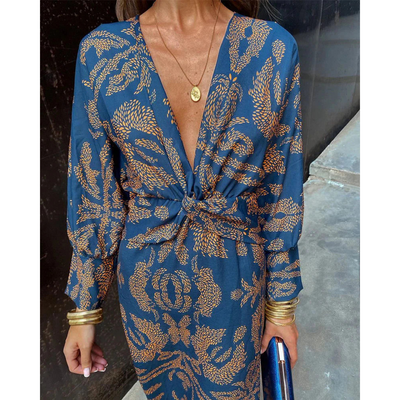 Erin - Elegant Long Sleeve Floral Print Dress