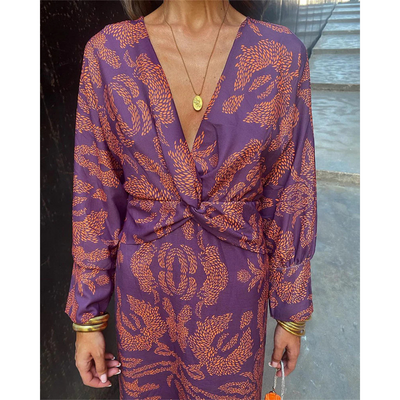 Erin - Elegant Long Sleeve Floral Print Dress