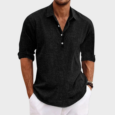 Leo - Casual Cotton Linen Long Sleeve Shirt