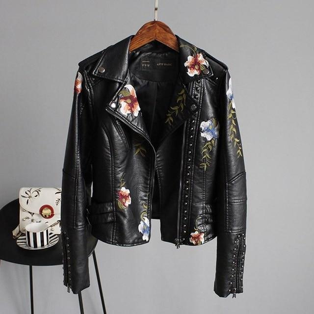 Margot Stylish Embroidered Leather Jacket